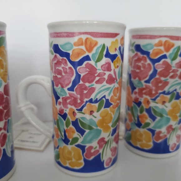 NWT GANZ x Libbey Cute Floral Cappucino Cups Espresso Coffee Size Slim Mini Mugs - Picture 5 of 8